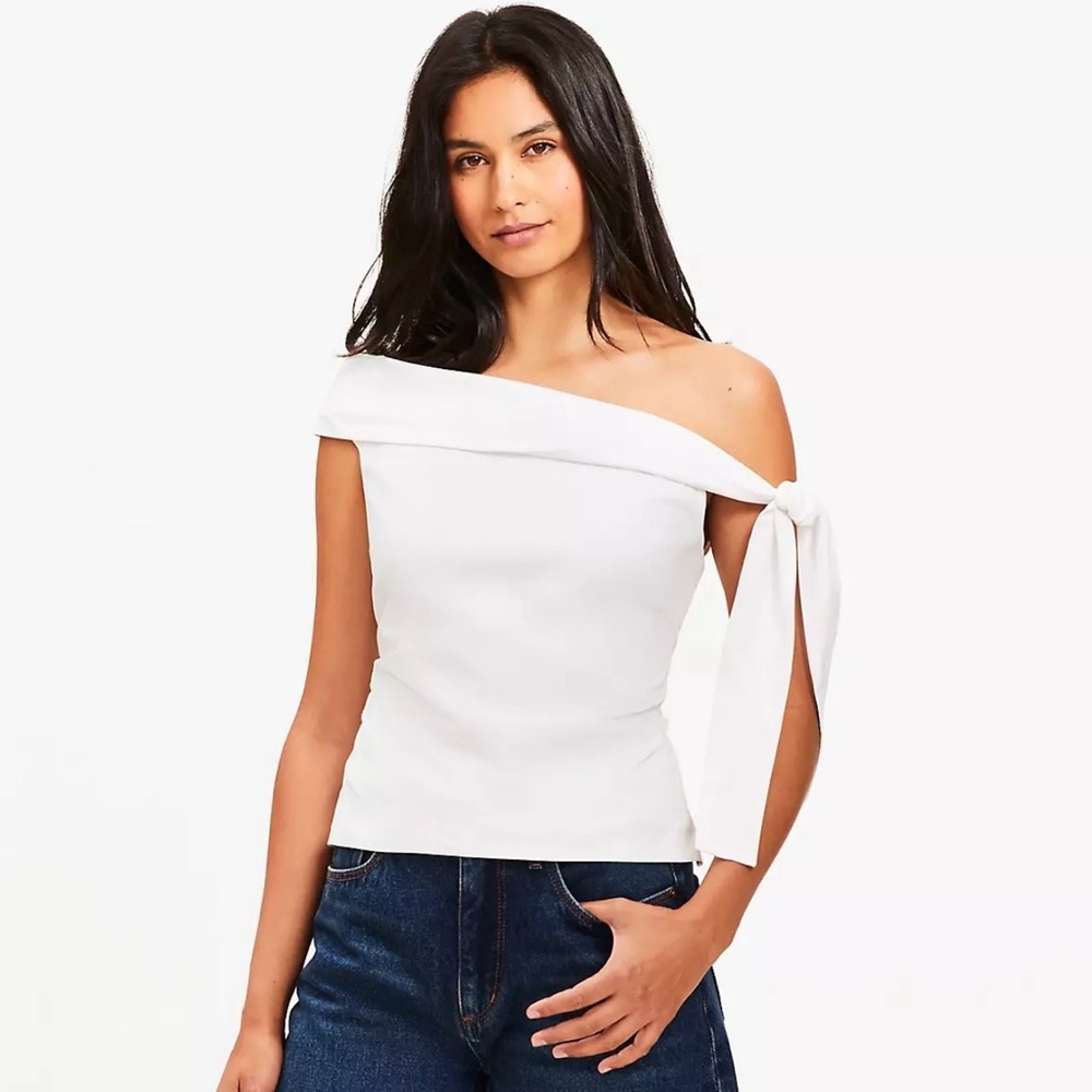 LOFT White Tank Top with Tie Strap